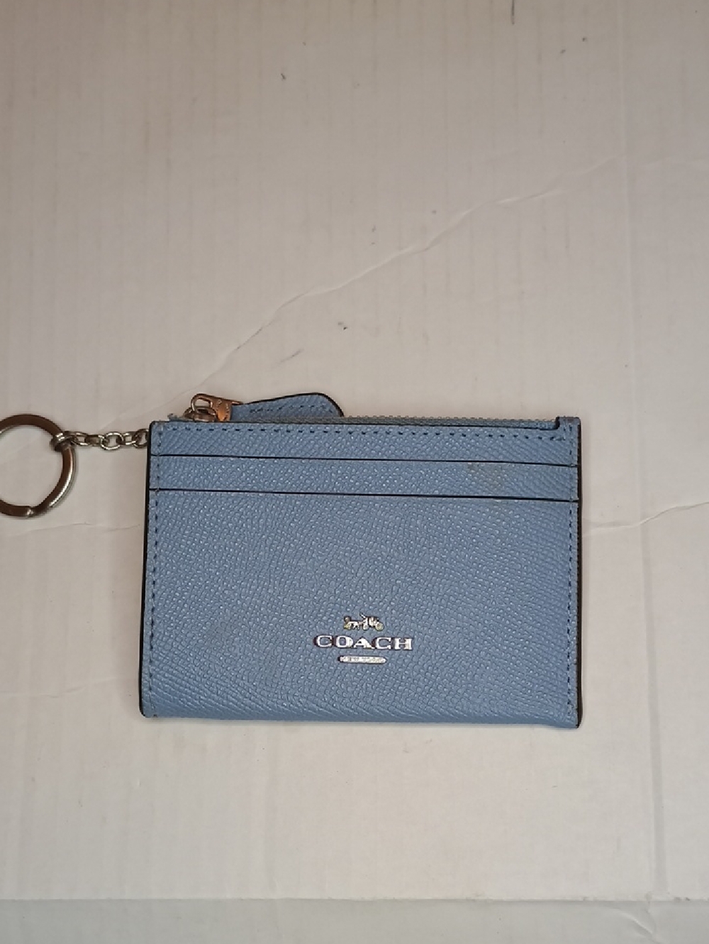 Coach Sky Blue Leather Card Holder with Key Ring - Picture 2 of 5